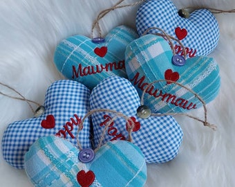 Embroidered Memory Heart Ornaments