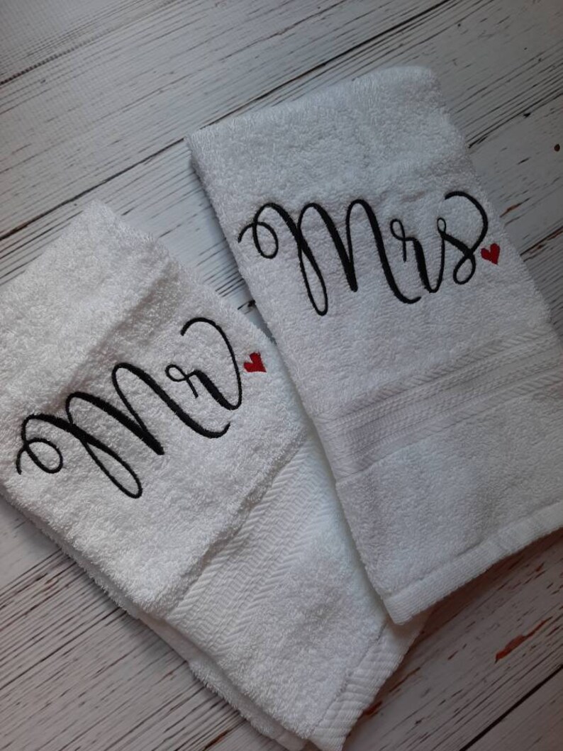 Mr. And Mrs. Embroidered Hand Towels Etsy