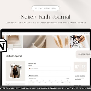 Notion Faith Planner, Instant Download, Faith Templates, Editable Template for Notion, Christian Planner, Bible Study Notion