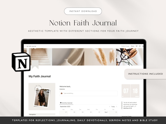 Notion Faith Planner: Christian Journal Template (Instant Download)