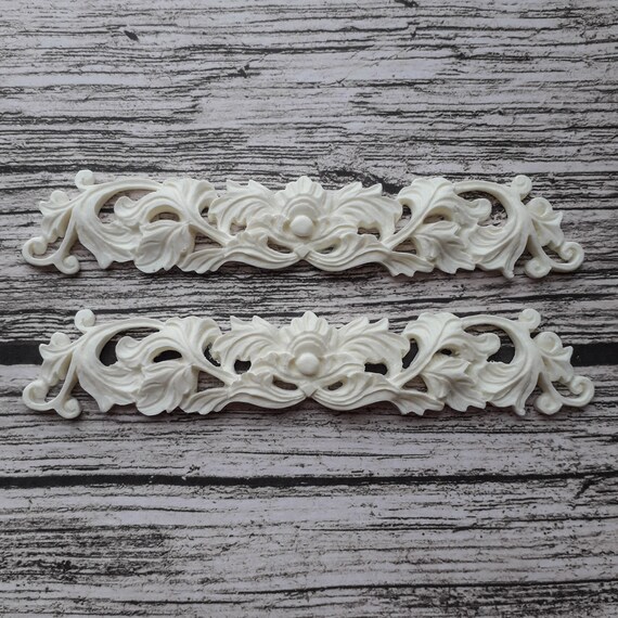 resin onlay furniture appliques doll house decor 4 pcs Corner appliques Floral corners furniture decoration craft embellishment