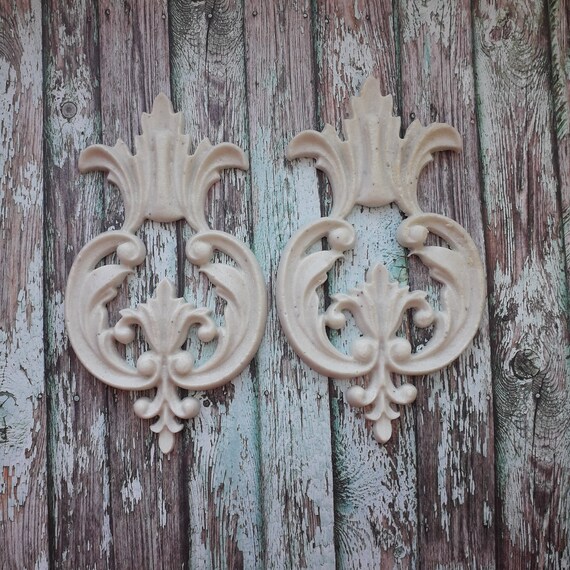 resin onlay furniture appliques doll house decor 4 pcs Corner appliques Floral corners furniture decoration craft embellishment