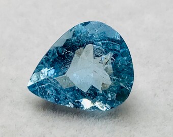 Aquamarine Hand Carved Pear Shape Aquamarine Loose Gemstone-Aquamarine Gemstone-Aquamarine Jewellry Size-8x16 mm-JC-3107