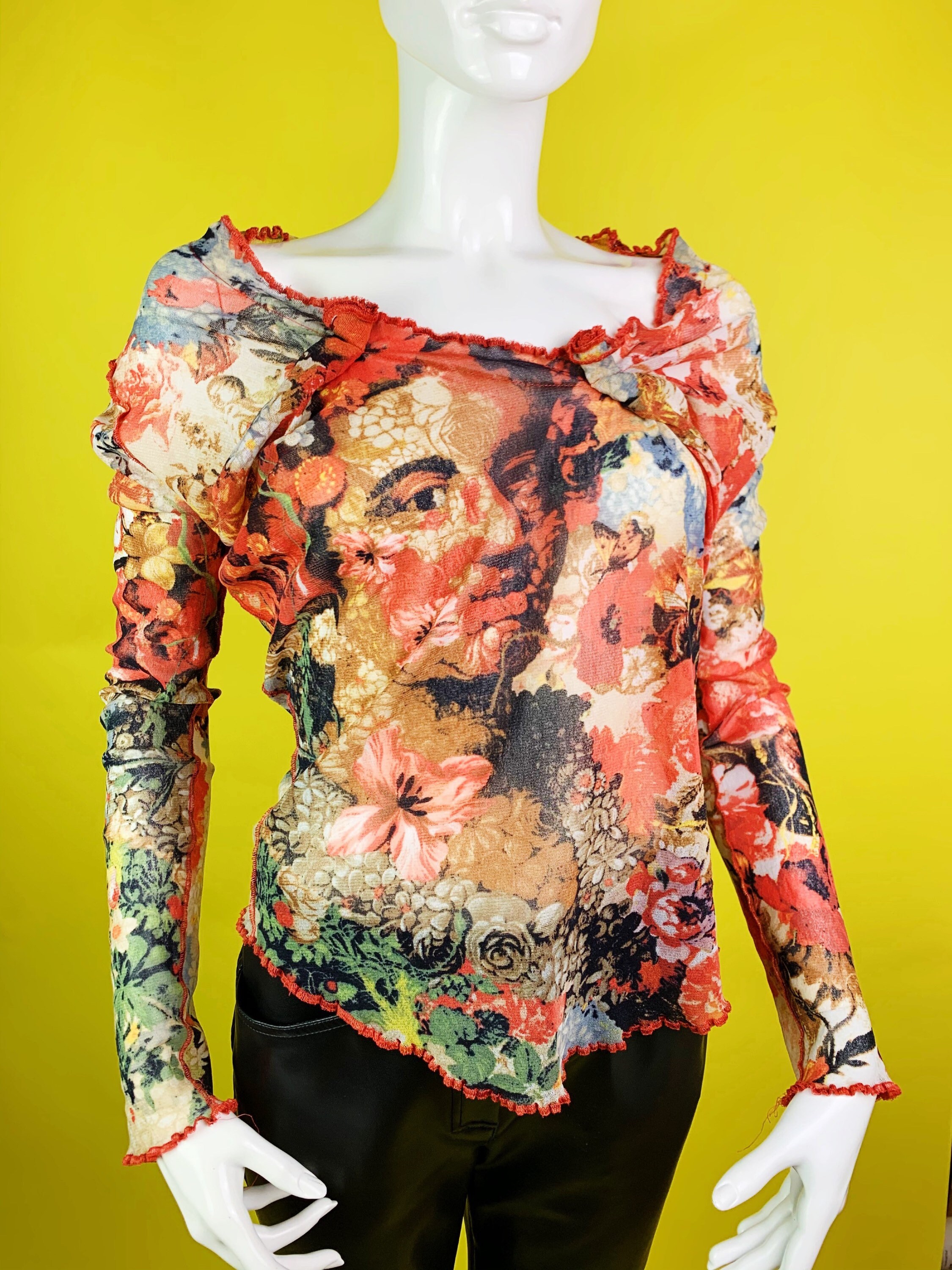 Jean-paul Gaultier Maille Portrait and Flowers Print Mesh Top | Etsy  Australia