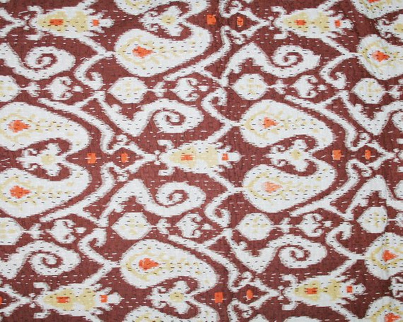 Brown Handmade Paisley Print Kantha Quilt Indian Cotton Kantha Blanket Bohemian Kantha Bedspread Reversible Kantha Throw