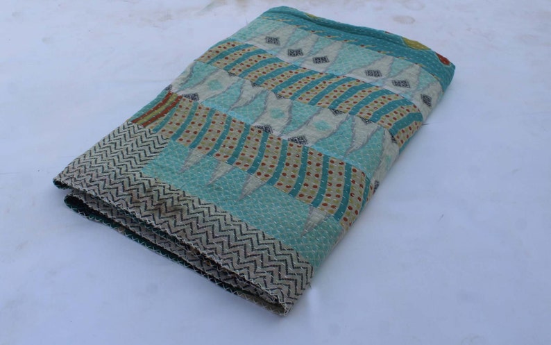 Christmas Diamond Kantha Quilt Cotton Throw Sari Blanket Bed Spread Many Select