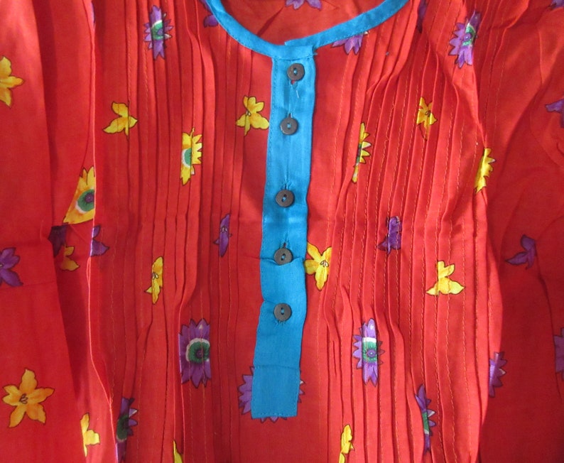 Indian Cotton Floral Design Dress Handmade Block Print Girl/'s Tunic Top Colorful Bohemian Dress Summer Dress Women/'s Boho Top