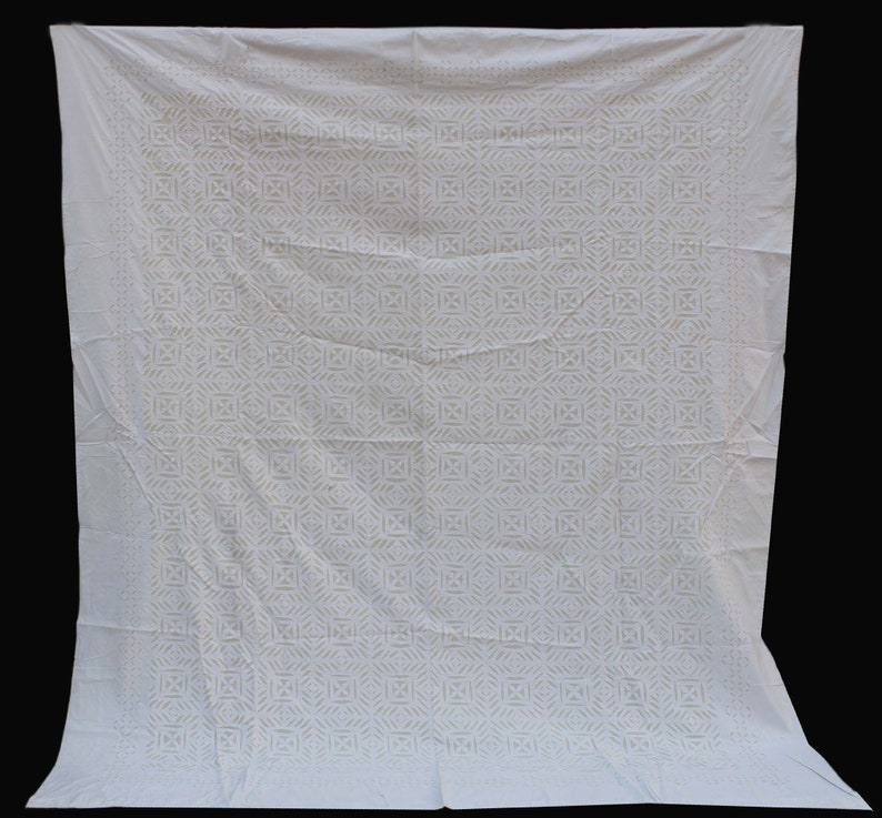 Black Queen Size Cutwork Kantha Quilt Unique Applique Hand Embroidered Kantha