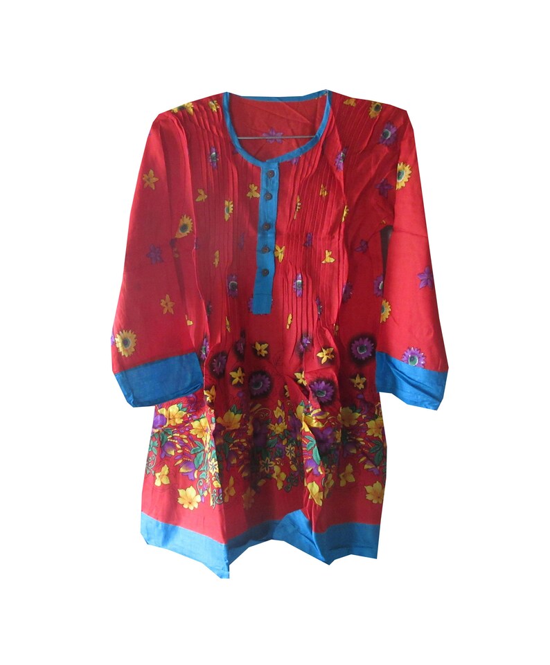 Indian Cotton Floral Design Dress Handmade Block Print Girl/'s Tunic Top Colorful Bohemian Dress Summer Dress Women/'s Boho Top