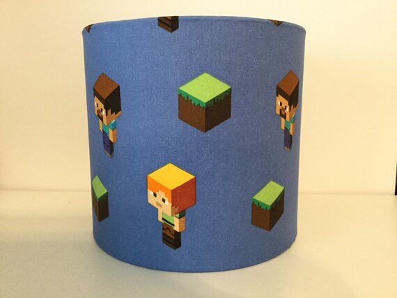 20cm Handmade Drum Fabric Ceiling Light Shade Minecraft Alex Etsy