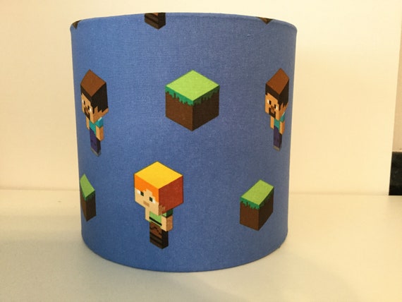 20cm Handmade Drum Fabric Ceiling Light Shade Minecraft Alex And Steve Bedroom For Kids