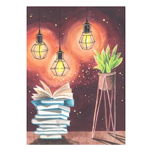 Poster "Stapel ungelesener Bücher" DIN A5 auf Recyclingpapier