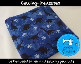 Dinosaurs, Blue, Black, Cotton Lycra, Cotton Spandex, Cotton Elastane, Stretch, Knit, Fabric, Sewing, Fabric Store, Custom Knits