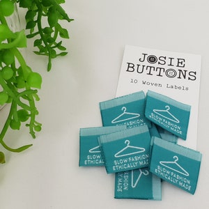 Slow fashion, ethically made, novelty, clothing, labels, woven, sew in, made by Josie Buttons, centrefold label image 2