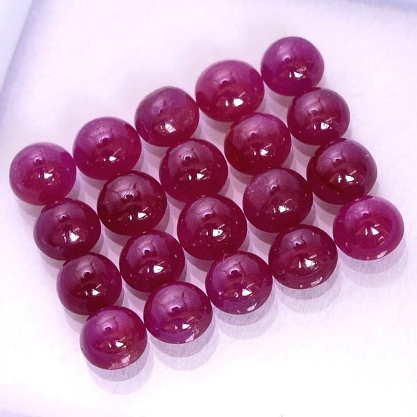 5 Pcs AAA+ Top Quality 4mm-10mm Natural Red Ruby Round Cabochon Gemstones | AAA+ Top Quality 100% Natural Ruby Round Cabochons Lot |