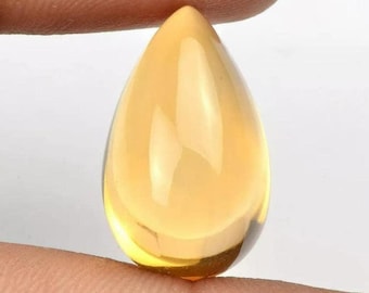 天然シトリン・ペアシェイプ・カボション・ジェムストーン：AAA+グレードのシトリン（10×14mm）
