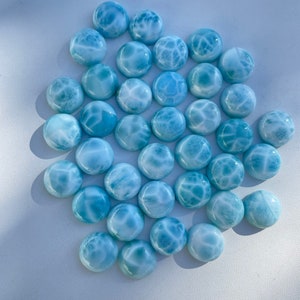 50 Pcs AAA+ Quality Larimar 3mm Round Cabochon Gemstones | AAA+ Natural Larimar 3mm Round 7 Cts Cabs Lot |