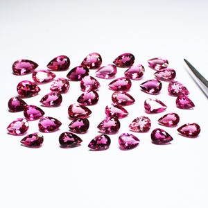 Natural Pink Tourmaline Pear Gemstones: Jewelry Making Earrings, Pendants Lot (4x6mm 5x7mm)