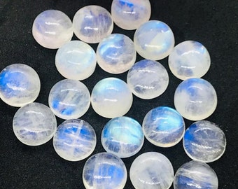 25 Pcs AAA Quality Rainbow Moonstones 6MM Round Calibrated Gemstones | AAA Quality Blue Rainbow Moonstones 6MM Round Cabochons Lot |