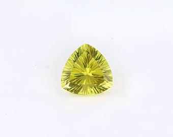 天然レモンクォーツ トリリアンカット（凹面カット）宝石：（11mm）AAA+品質の宝石