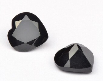 天然ブラックオニキス ハート型ファセットカット宝石：（6mm）AAA+品質の宝石