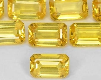 天然イエローサファイア八角形ファセットカット宝石：（5 x 7 mm）AAA品質宝石（5個）