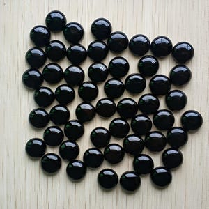 Cabujones redondos de ónix negro azabache AAA+ - Piedras preciosas naturales de 4 mm a 12 mm para anillos y pendientes