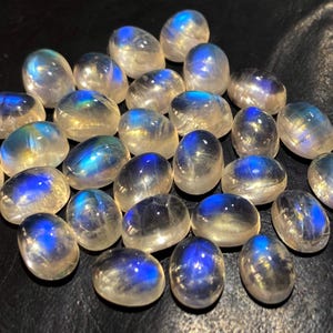 Rainbow Moonstone Cabochons: 100 Pcs AAA Grade Oval Gemstones 4x6mm