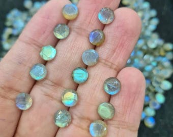 天然ラブラドライト ラウンドファセットカット宝石：（6mm）AAA品質ラブラドライトロット