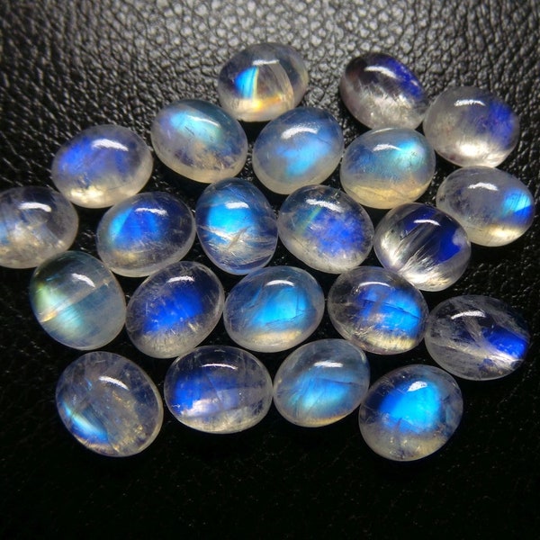 Natural Rainbow Moonstone Cabochon Lot – 62 Pieces, 7mm Round, 123 Carats Total – GTL Certified