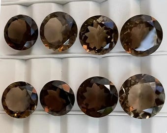 天然スモーキークォーツ ラウンドファセットカット宝石：12mm AAA+品質 スモーキーロット