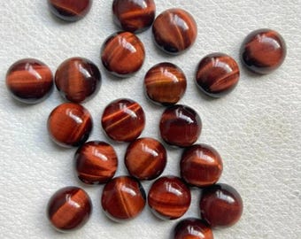 Natural Red Tiger Eye Round Cabochon | Gemstone | 5mm–12mm Ring Pendant Men's Jewelry Stone