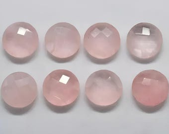 天然ローズクォーツ ラウンドブリオレットファセットカット宝石：（12mm）AAAグレード宝石（10個入り）