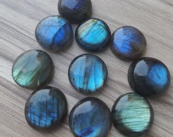 Natural Labradorite Cabochons: AAA+ Quality 12mm Round Gemstones