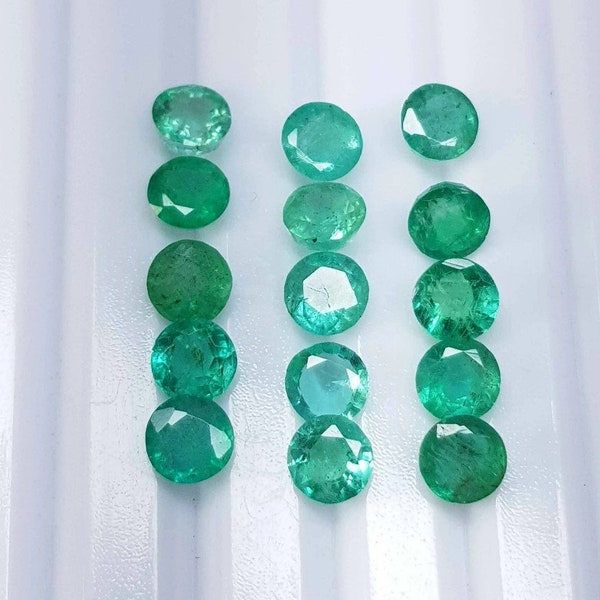 5 Pcs AAA Top Quality Natural 2mm-5mm Emerald Round Faceted Gemstone | AAA Top Quality Natural 2mm-5mm Emerald Round Faceted Gemstones Lot |