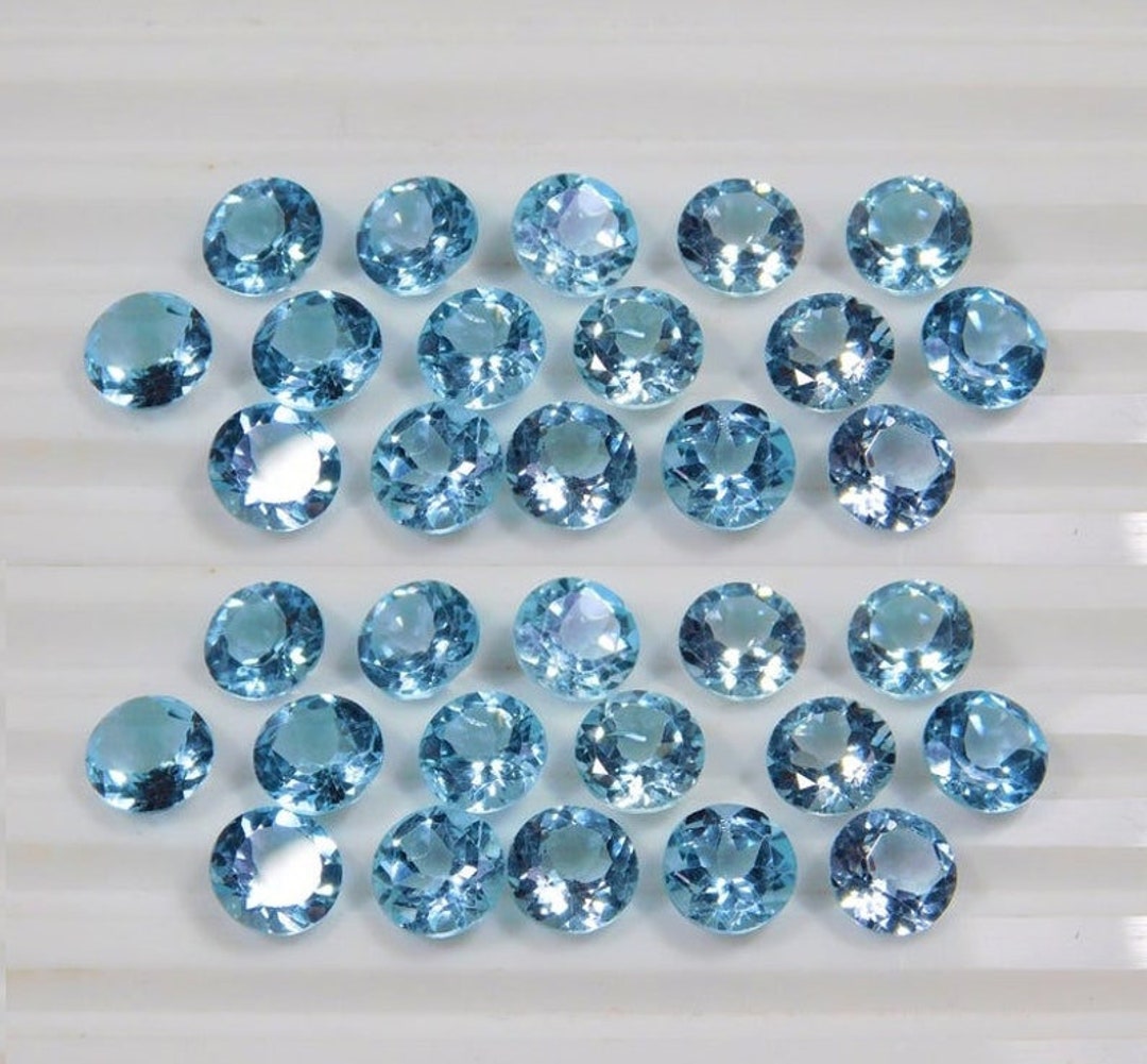 AAA Top Quality 4mm-10mm Natural Sky Blue Topaz Round Faceted Gemstones ...
