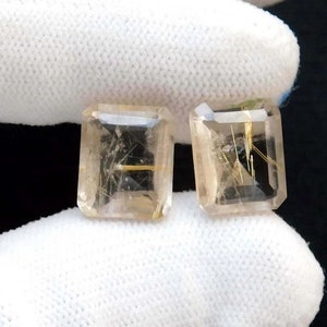 10X12 AAA+ Quality Golden Rutile Quartz Octagon Faceted Gemstones | AAA+ Quality Natural Golden Rutile Quartz 10x12mm Octagon Faceted Lot |