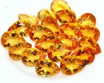天然シトリンペアシェイプファセットカット宝石：AAA++グレード シトリン 6 x 8 mm～10 x 14 mm ストーンロット