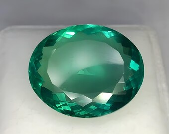 天然フローライト オーバルファセットカット宝石：（8 x 10 mm）AAA++ 肉眼で内包物が見えない高品質（1個）