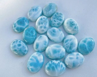 5 Pcs 10x14mm Larimar Top AAA+ Top Quality Oval Cabochon Gemstones | Natural AAA+ Top Quality Larimar Oval Cabochon Lot |