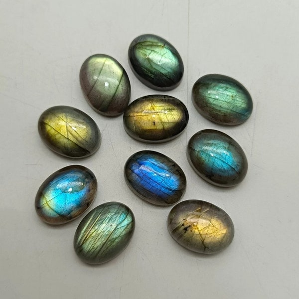 5 Pcs AAA 13x18mm Golden Fire Labradorite Oval Cabochon Gemstones | AAA 13X18mm Natural Labradorite Golden Fire Oval Cabochons Lot |