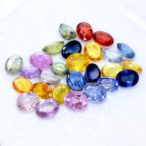 Multi Sapphire Gemstones: 5x4mm Oval Faceted AAA++ Lot (8 Pcs Natural