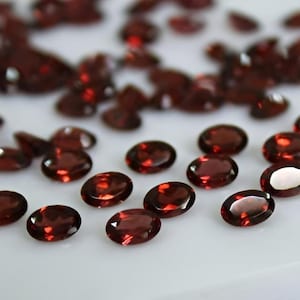 5 Pcs 6X8mm Natural Red Garnet Oval Faceted Gemstones | Natural Red Garnet 6x8mm Oval Calibrated Gems Lot |
