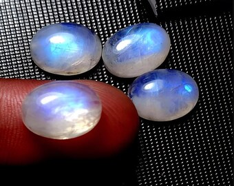 天然レインボームーンストーンオーバルカボション：AAAグレード宝石（9×13mm - 10個）