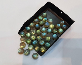 天然ラブラドライト ラウンド カボション宝石: (11 mm) AAA ラブラドライト (2 個)