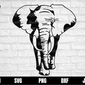 Elephant Face, Elephant Head Svg, Elephant Face Svg, African Animals Svg, Elephant Outline Svg, Cut Files For Silhouette, Dxf, Png, Vector