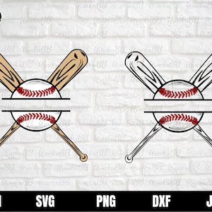 Baseball Split Monogram Png, Baseball Split Name Png, Baseball Split Monogram, Split Baseball Svg, Baseball Logo, Crossed Baseball Bats Png