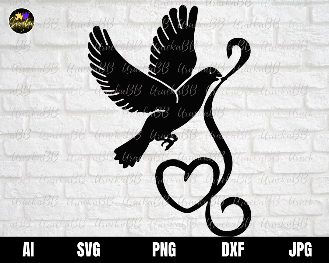 Flying Pigeon With Heart Svg Love Dove Svg Pigeon Svg Peace - Etsy