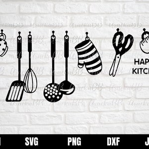 Kitchen Wall Funny Design Cook Utensils Home Decoration Restaurant Cricut Cut File, svg for Cricut, Instant Download, Svg, Png, AI, Dxf
