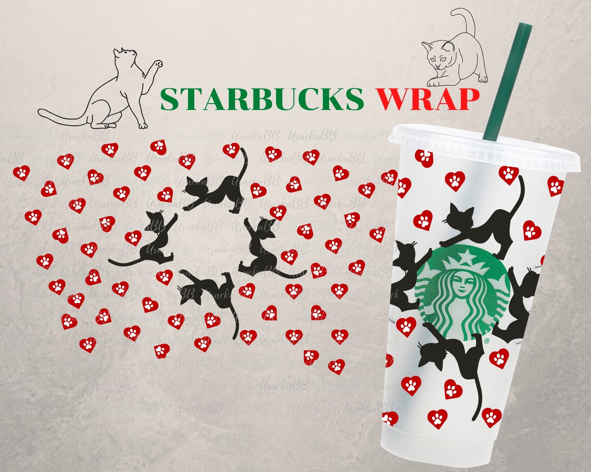 Download Black Cat and Heart Starbucks cup SVG Valentines Starbuck ...